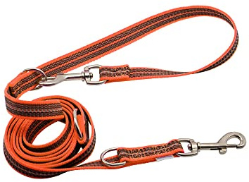 Herm Sprenger Adjustable Dog Training Leash | Secure & Non-Slip Rubberized Nylon Grip Hands Free Dog Leash | Durable Quality ¾” Thick Reflective Dog Training Leash (4FT - 7.5 FT Length) (Orange)