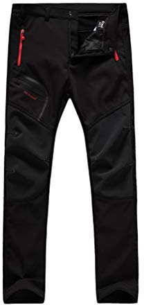Tomwell Femme Softshell Doublé Polaire Coupe-Vent Imperméable Outdoor Sport Pantalon Escalade Camping Randonnée Trekking Hiver Pants A Noir L