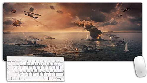 Large Gaming Mouse Pad Mat, Office Desk Pad Mat, Extended Keyboard Mouse Mat, Sea-Air Battle Non-Slip Rubber Base, Anti-Fray Waterproof Stitched Edges For Office And Home,600 * 300mm