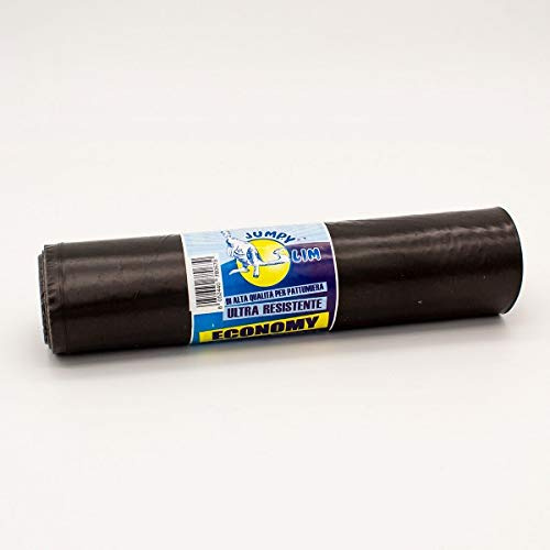 8 Rotoli JUMPY SLIM ECONOMY, 80 Sacchetti per Spazzatura, 70x90, Nero