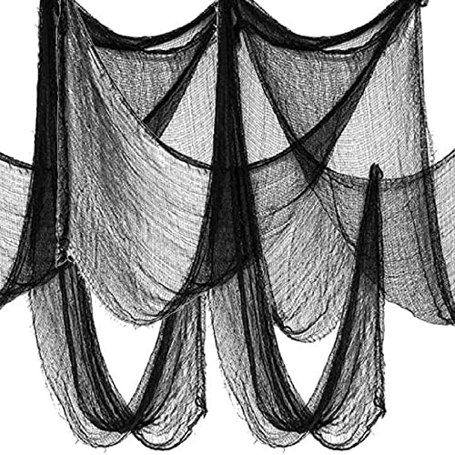 Yobbai 6 Pack Black Creepy Cloth - Halloween Decorations - 30x72 Inch Cotton Fabric - Spooky Fabric for Haunted House, Party, Outdoor or Indoor