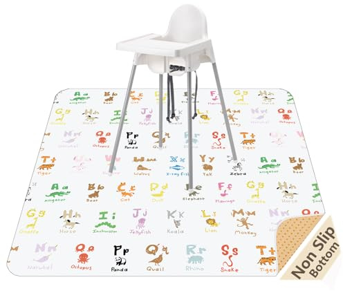 WOMUMON - Alfombrilla antisalpicaduras para debajo de la silla alta, artes, manualidades, lavable, impermeable, antideslizante, protector de suelo, mantel lavable