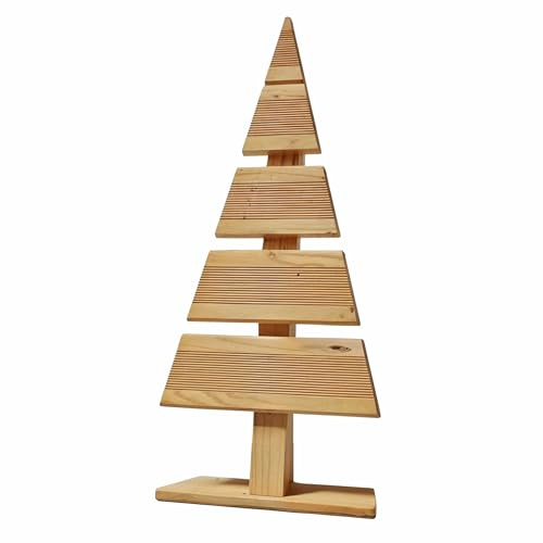 Floranica Holz-Weihnachtsbaum DIY Dekobaum Tanne 60x27cm Weihnachtsdekoration für Drinnen & Draußen Mini Holzbaum aus Lärchenholz Zum Selbstgestalten Basteln Kleiner Natur