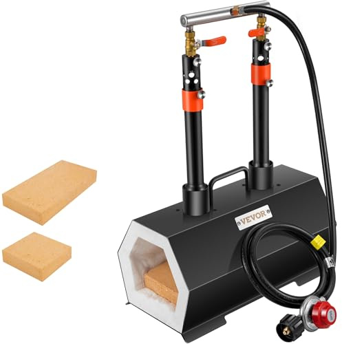 VEVOR Forgia a Gas Propano Doppio Bruciatore Esagonale per Coltelli Utensili da Garage Officina, Forgia a Gas Propano 2 Bruciatori Portabile, Forgia a Gas per Fabbricazione di Coltelli Max. da 1426 ℃