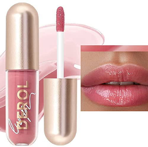 Plumping Lip Gloss,Tinted Lip Balm,Lip Stain Tint,Waterproof Long Lasting Lipstick,lip gloss,Ginger Lip Plumper for Women Nourishing Soft and Full Lips, Clear Lip Gloss Liquid Blush(#02)