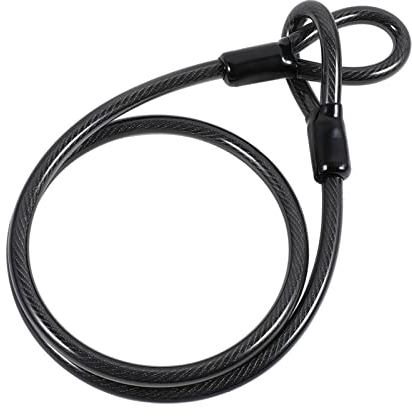 Fahrrad-Stahlseil, 12 mm, Sicherheits-Vinyl-beschichtetes Stahlkabel, mit Schlaufenende, Schwarz