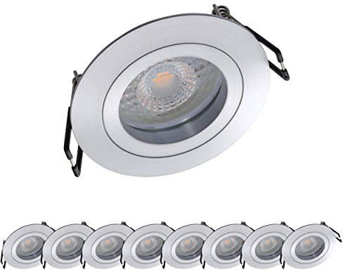 Oktaplex 9er Set Einbaustrahler mit LED Modul Lyon Schwenkbar 4,8W 3000K 230V 380 lm Warmweiß Aluminium eckig Deckenspots Einbaudurchmesser 80mm