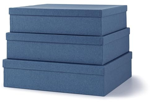 Soul & Lane Decorative Storage Boxes with Lids, Paper Storage Box Set for Keepsakes and Photos, Decorative Boxes for Home Decor, Stationery, Office Organizers, Navy Blue