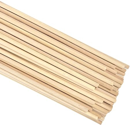 ILOT Holzdübelstangen 3/8 x 24 Zoll rund unlackierte Hartholz-Bastelstäbe für DIY Lutscher Kuchen Unterstützung, 50 Stück