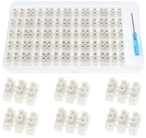YIXISI 30 Pezzi Morsettiere Elettriche, Doppia Fila 3 Posizioni Morsetto a Vite, 10A Doppia Fila Morsettiere, Morsetti Elettrici a Vite, con Cacciavite, per Collegamento del Cavi