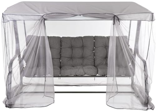 PATIO Hollywoodschaukel mit Sonnendach Celebes Plus Gartenschaukel zum Liegen mit Auflagen Seitenkissen Insektenschutz bis 300kg grau