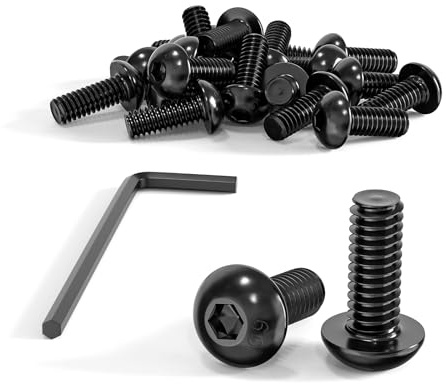 M4 X 10 Round Head Screws, 20pc Flat Head Screws Iso 7380, Hexagon Socket Carbon Steel, Full Thread With Allen Keys