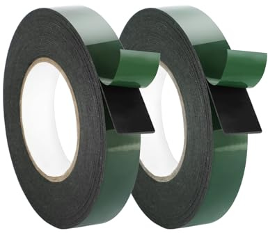 WooZuu Double Sided Foam Tape Number Plate Tape, 10m × 25mm, 2 Rolls, Black | Double Sided Tape Heavy Duty, Waterproof Two Sided Sticky Mounting Tape Sponge Tape for Car Trim, Home Decor, Office