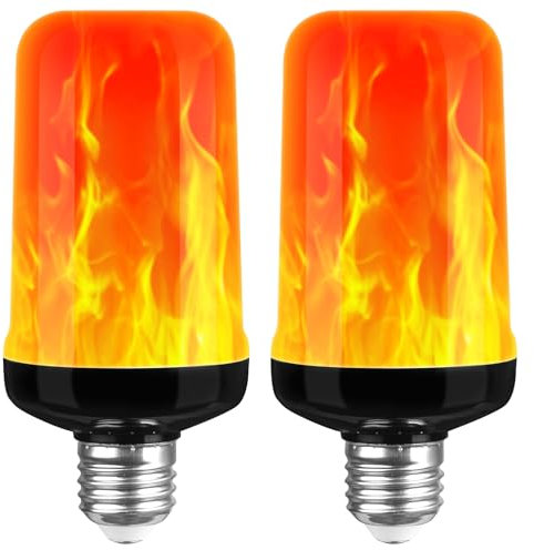 AUAUY Bombilla LED de Llama 3 W E27, Efecto Parpadeante 1400 K, 3 Modos IluminacióN, Lámparas Decorativas para Exteriores y Interiores Jardín, Bar