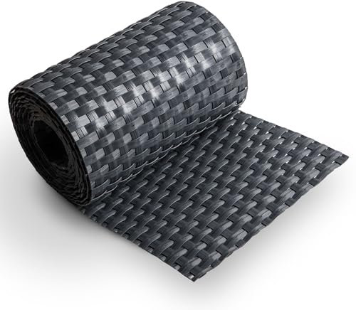 MAKA Striscia in Polyrattan Frangivista 100%, 255 cm x h 19 cm, Rotolo Rete Ombreggiante finto Rattan, Telo Ombreggiante Esterno Resistente per Balcone, Terrazzo, Recinzione, PE (Antracite)