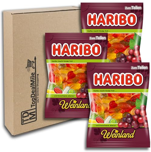 Vorratspack- Fruchtgummi Haribo Weinland Echtes Weingummi 3 x 175 g
