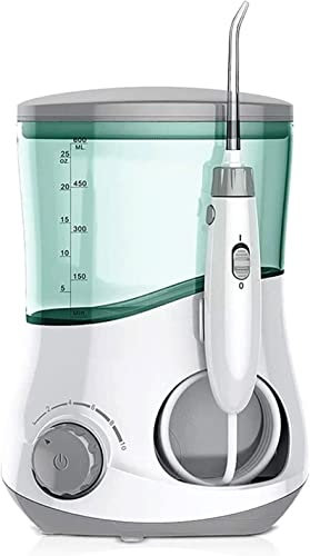 Idropulsore for denti, irrigatore orale dentale con 6 punte a getto, serbatoio dell'acqua da 600 ml, base antiscivolo, idropulsore elettrico silenzioso for la cura dell'apparecchio, detergente for den