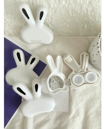 JJDFW Cute Bunny Contact Lens Case Unique Design Colored Portable Care Box with Mirror Multiple Colors Available