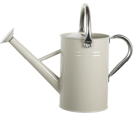 Fenteer 5L Regadera para Plantas, Regadera Profesional con Pulverizador Fino para Jardín con Cabezal Desmontable Antifugas, Mango de Acero Inoxidable, para Plantas de Interior y Exterior, Blanco