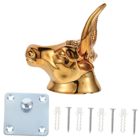 COMPUKAS Praktischer Gitarren Und Ukulelen Wandhaken Aus Metall Stabiler Bullkopf Halter in Gold Sicherer Wandhalter Für Gitarrenaufbewahrung