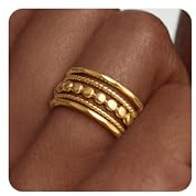 FISSEN JEWELRY 5PCS Gold Rings for Women, Dainty 14K Gold Plated Finger Rings, Trendy Stackable Thumb Pinky Midi Ring Set, Hypoallergenic Band Non Tarnish Jewelry Gifts Fashion Accessories Size 6-13