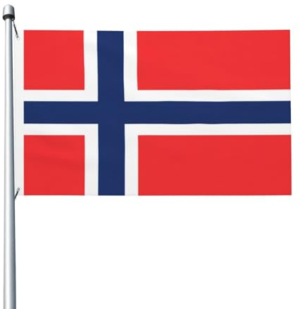 Bandera noruega de doble cara de 3 x 5 pies, pancarta resistente para exteriores y jardín, perfecta para decoración de interiores y exteriores