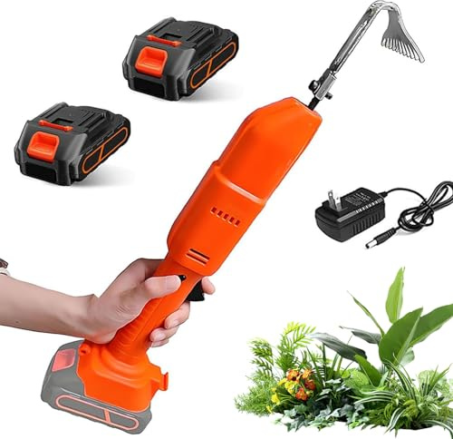 Azada y desbrozador eléctrico - Herramienta de jardín inalámbrica con batería de litio de 21 V para excavar y aflojar el suelo, cuenta con hoja de acero al manganeso 3 en 1