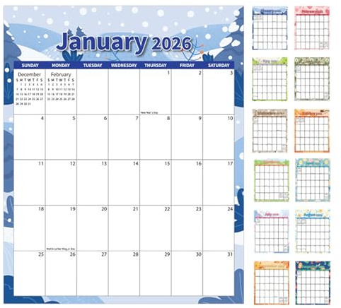 Calendrier magnétique pour réfrigérateur – Calendrier hebdomadaire 2026 sur 12 mois | Compte à rebours magnétique pour dortoir, bureau, appartement, table de conférence, salle de classe, école, bureau