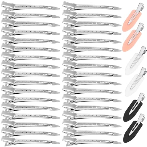 40 Stück Haarspangen für Damen, Entenschnabel Haarklammern aus Metall, 34 Stück 9cm Haarspangen Form zum Abteilen der Haare und 6 Stück 6cm Haarspangen ohne Knick für Salon und Privatgebrauch
