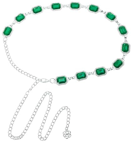 sourcing map Metal Chain Belt, Western Concho Chain Belts Rhinestone Metal Link Waist Belt for Women Dresses