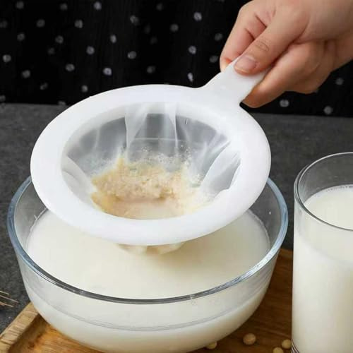 Fine Mesh Strainer with Handle, Nylon Filter Sieve for Kitchen Use, Ideal for Coffee Soy Milk Yogurt Juice Filtering (200Mesh-1PCS)
