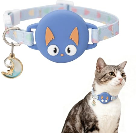 TENGWA Kompatibel mit Airtag Katzenhalsband GPS Katzenhalsband Dehnbares Halsband Katze mit Glocke Reflektierendes Halsband Katze Tracker Halsband mit Apple Airtag Hülle für Katzen Welpen