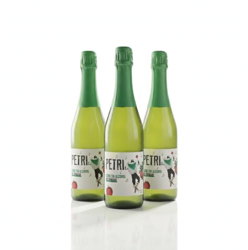 Sidra Petri Sin Alcohol 75 cl – Sidra Natural Refrescante y Sin Gluten de la Bodega Petritegi – Elaborada con Manzanas Seleccionadas (Pack 3)