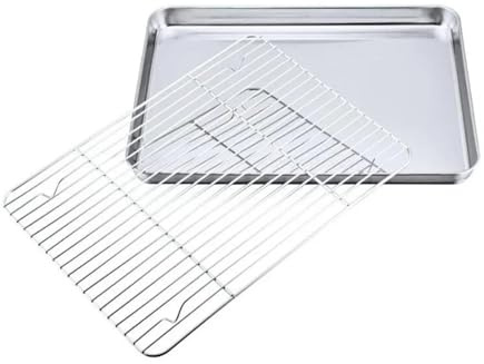 Bandeja For Hornear De Acero Inoxidable Con Rejilla Enfriamiento Extraíble, Apta For Horno, Barbacoa Y Lavavajillas(XL 40x30CM)
