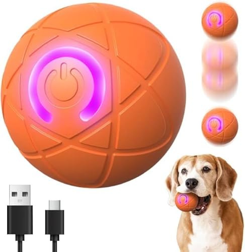 Catnat Interaktives Hundespielzeug Ball, 2026 Neu Scrollen Hundespielzeug Intelligenz Hundeball, Elektrisch Hunde Spielzeug Interaktives Spielzeug für Katzen Hunde (Orange)