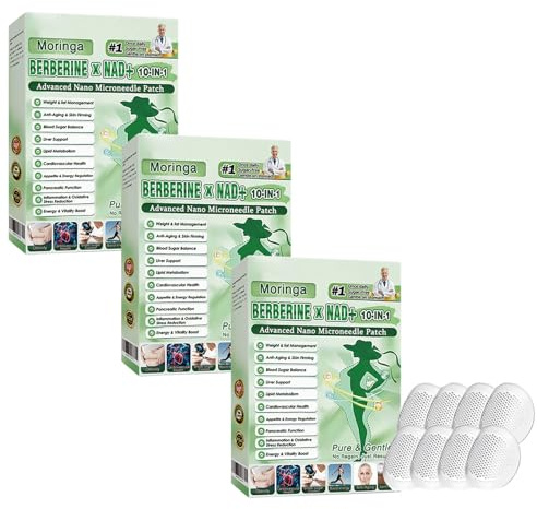 Paquet de 6 Boîtes Moringa Patchs Minceurs 10 en 1, Patch Nano Microneedle Minceur, Ingrédients Naturels, Facile à Appliquer, Invisible Sous les Vêtements, Idéal pour Homme & Femme (3 Boîtes)