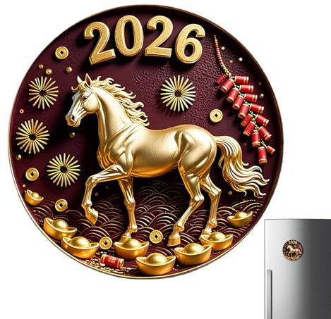 Mond-Sternzeichen-Kühlschrankaufkleber – Jahr des Pferdes, Magnet, Frühlingsfest-Ornament, kultureller Symbolaufkleber, Partyausrüstung, Heimdekorationsausrüstung, lebendige für Whiteboard, Kla