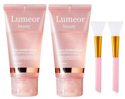 Lumeor Beauty Organic Collagen Mask, The Korean Beauty Secret, Lumeor Beauty Collagen Night Wrapping Face Peel off Mask, Elasticity Improvement Deep Moisturizing All Skin Types (2PC)