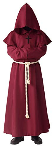 BLESSUME Prêtre Peignoir Frère Médiéval Capot Encapuchonné Renaissance Moine Costume (M, Bourgogne)