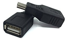 Cuziss 2 Pack USB 2.0 Type A to Mini USB 5-Pin Type B Female/Male Adapter - Black