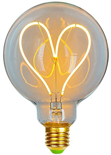 TIANFAN Led Glühbirnen G95 Heart Vintage 4W Dimmbar 220 / 240V E27 Edison Glühbirne Led Spezialität Dekorative Ligth Wärme Glow (Clear)