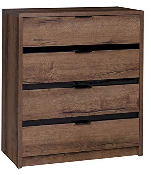 Mirjan24 Kommode Reton K4SZ R03, Schubladenkommode, Mehrzweckschrank, Sideboard, Highboard, Wohnzimmerschrank, Schrank, Wohnzimmer (Monastery Eiche/Monastery Eiche + Schwarz Hochglanz)