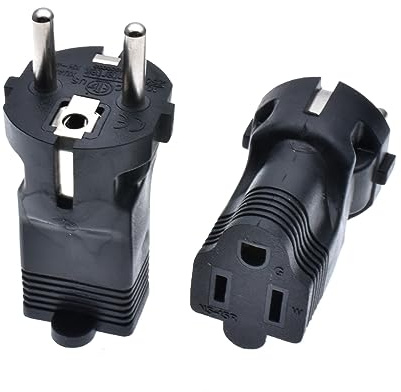 Toptekits Euro US Plug Adapter, USA NEMA 5-15R Receptacle to European EU Schuko CEE 7 Power Converter, Type E/F Germany European Travel Adapter, 1-Pack