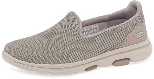 Skechers Damen Go Walk 5 Sneakers, Taupe Textile Trim, 41 EU