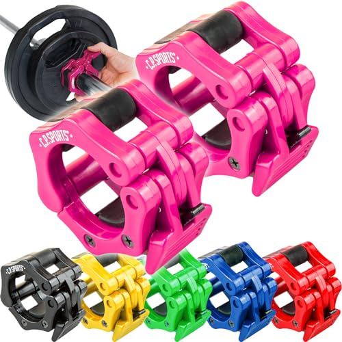 C.P.Sports Olympia Schnellverschluss 50mm Paare für Langhantel Hantelstangen | Klemmverschluß aus Kunststoff – sicher und fest | Hantelverschluss für Kraftsport, Gewichtheben, Fitness, Gym (PINK)