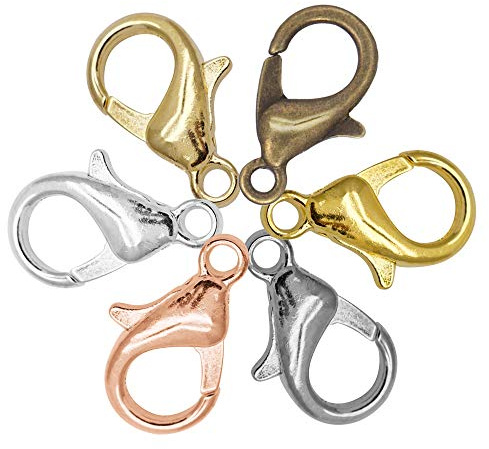 300Pcs Lobster Claw Clasps for Jewelry Making,Jewelry Necklace Clasps Metal Alloy Lobster Clasps Curved Clip Fastener Hook for DIY Bracelet Necklace Jewelry Making(6 Colors,12x6mm)