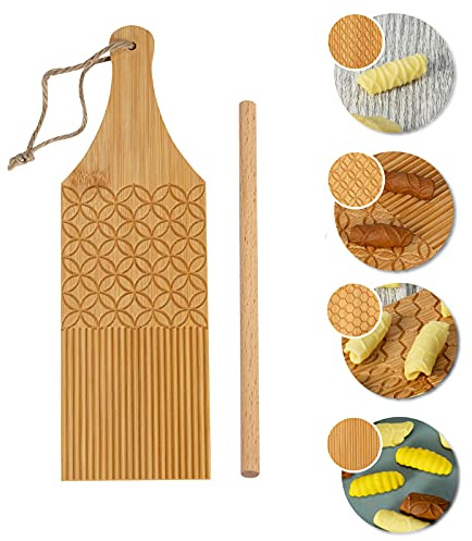 Combo Gnocchi Pasta Board Garganelli Board und Gnocchi Stripper Spaghetti Macaroni Pasta Board Bambus Rolling Cavatelli Pasta Maker Pasta Board Gnocchi Roller Küche Geschenkideen