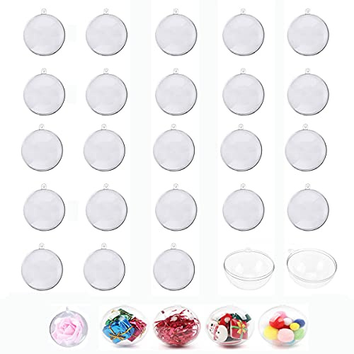 XPOOP 20 Pcs Transparente Hohlkugel, Gefüllte Acrylkugel, Abnehmbare und Hängende Dekoration, Weihnachtshochzeitsdekoration Ewige Blume Transparente Hängeball, Weihnachten Acrylkugeln (6cm)