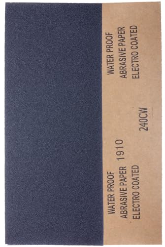 YoiYee Hojas de papel de lija de grano 240, 23 x 9,5 cm, rollo de papel de lija abrasivo muy fino para madera, metal, plástico, vidrio, piedra y lijado de pared, paquete de 10