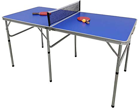 SHZICMY 9,2 kg utomhus inomhus MDF + aluminiumlegering bordtennisbord vikbar bordtennisbord med 1 nät, 2 racketar och 3 bordtennisbollar för unga och gamla vid varje tillfälle